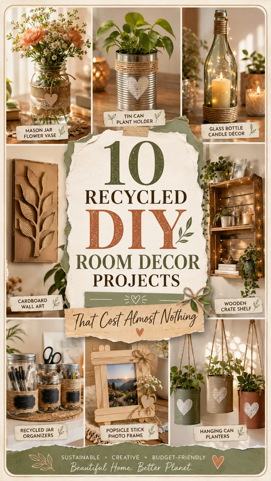 10 Recycled DIY Room Decor Projects on a Budget