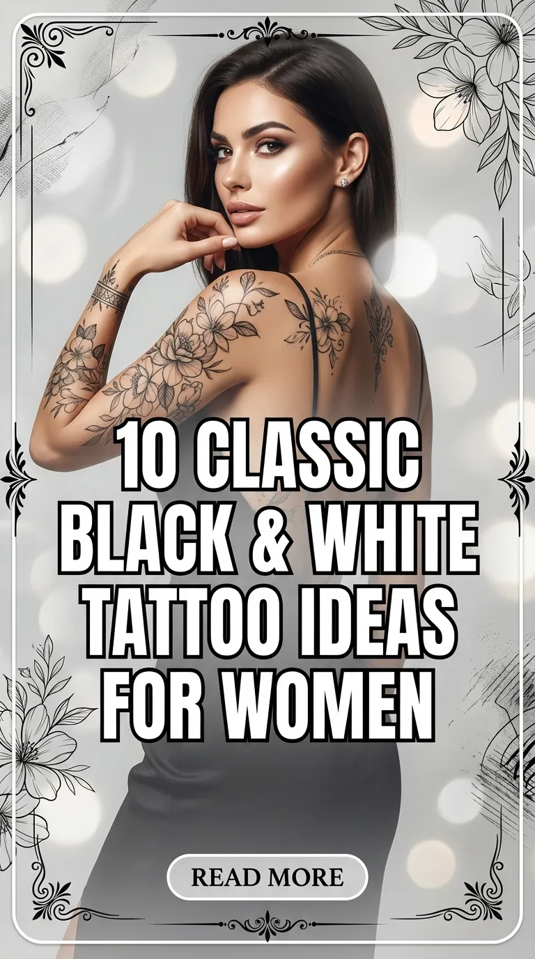 10 Classic Black & White Traditional Tattoos for Women