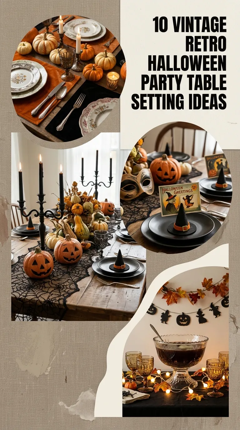 10 Vintage Retro Halloween Party Table Setting Ideas